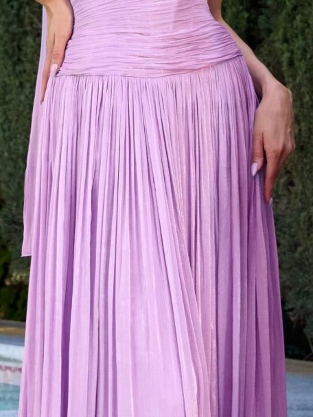 New Lavender Bridesmaid Luminescent Chiffon Gown w/ Sweetheart Neckline CD414 - Picture 7 of 8